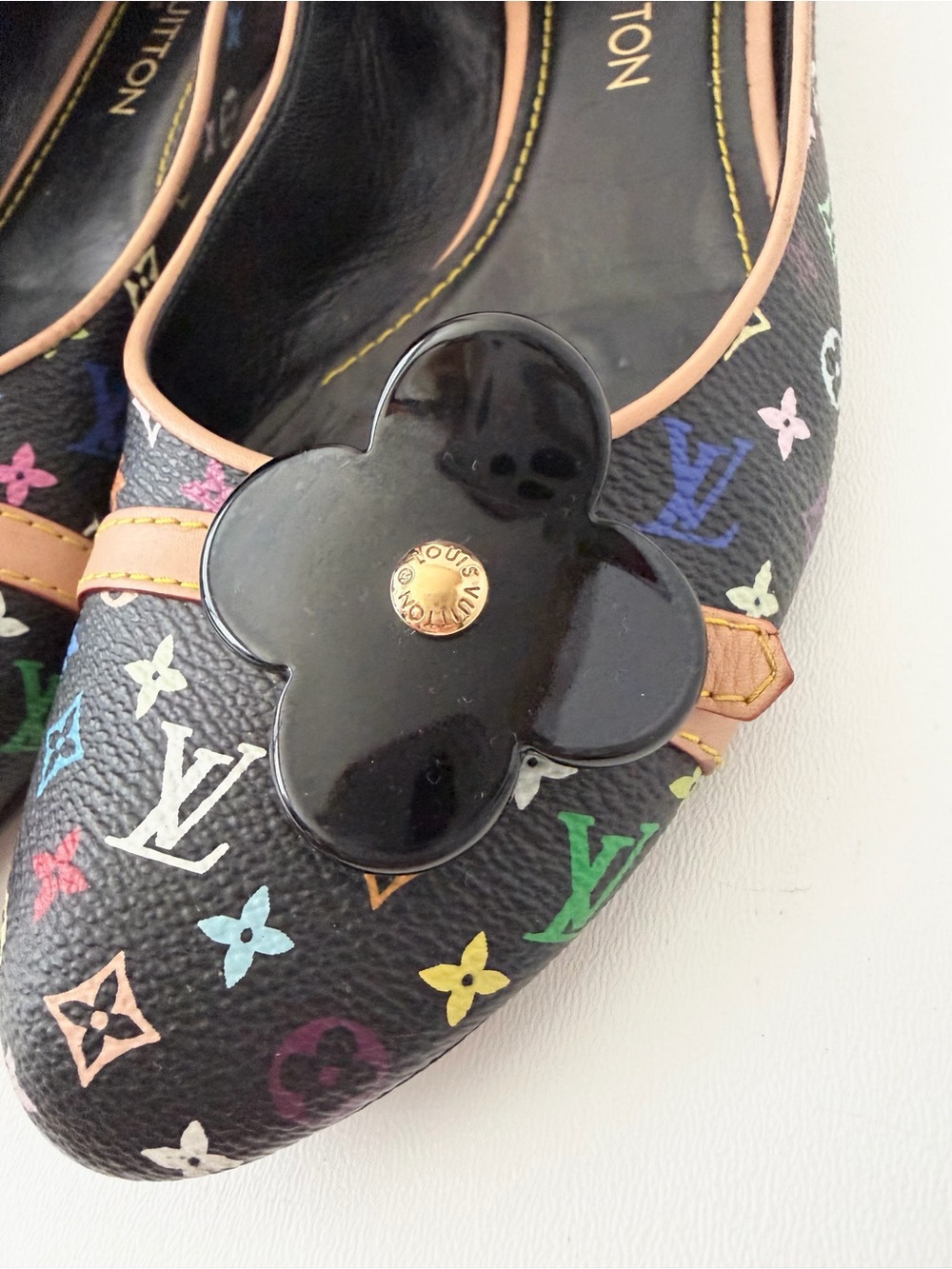 LOUIS VUITTON | Takashi Murakami Multicolor Ballet Flats Black Monogram EU 38.5 - Picture 8 of 14